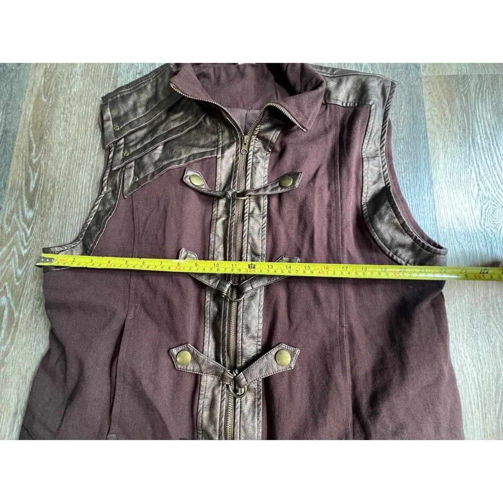 Spirit Halloween Steampunk Vest Mens XL Brown Metallic Toggle Zipper Costume